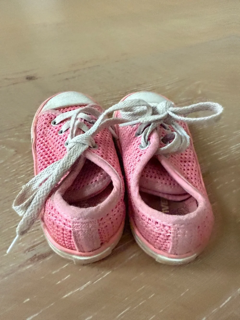 Converse Kids Pink Mesh Lace-Up Sneakers with White Soles